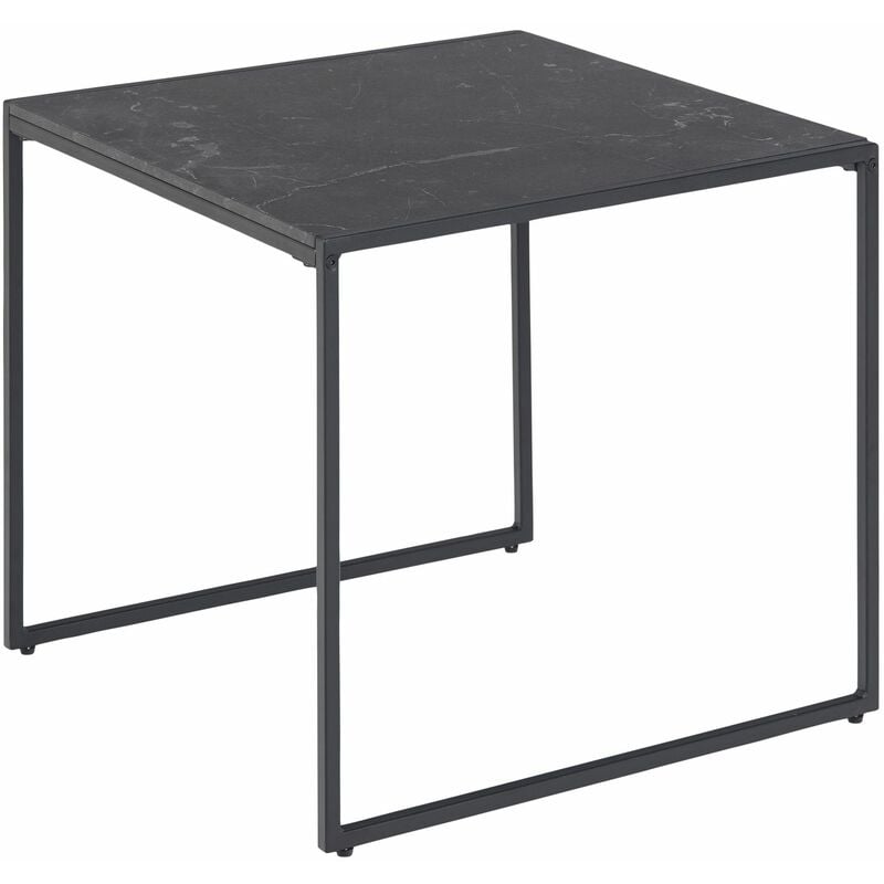 toilinux - table d'appoint carré en mélaminé et métal - longueur 50 largeur 50 hauteur 45cm - noir