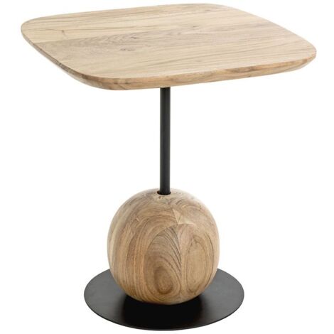 Table d'appoint carré coloris chêne naturel pied en métal Noir - Longueur 45 x Profondeur 45 x Hauteur 50 cm