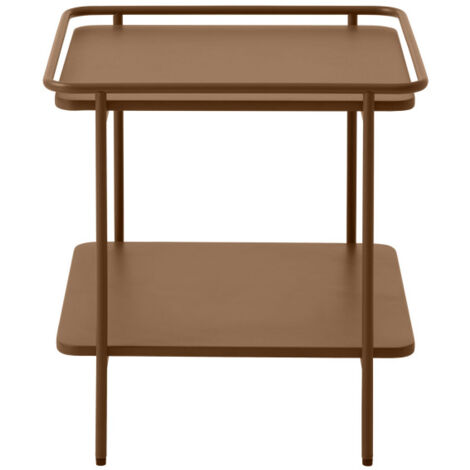 Table d'appoint carrée 2 plateaux en métal 45x45cm - Terracotta - Saranda