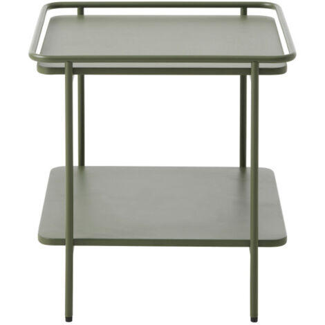 Table d'appoint carrée 2 plateaux en métal 45x45cm - Vert olive - Saranda