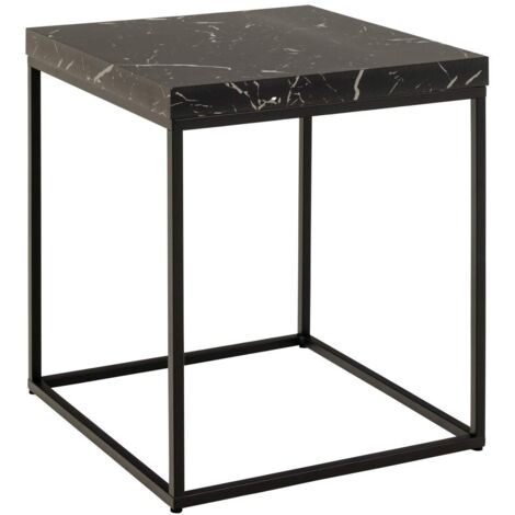 Table d'appoint carrée 40x40x45 cm décor marbre noir - AYA