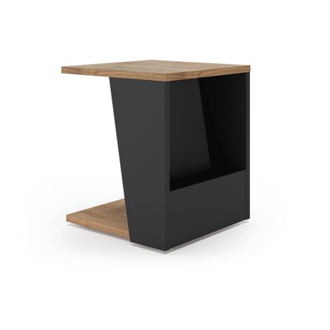 Table d'appoint carrée 40x46 cm noir et noyer - ALBI