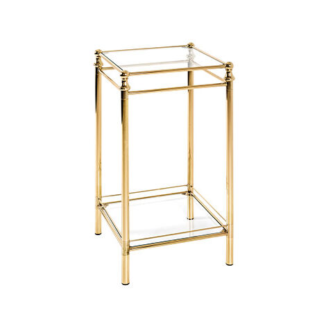 Table d'appoint carrée 40x73 cm en verre et métal laiton