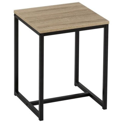Table d'Appoint Carrée en Bois et Métal