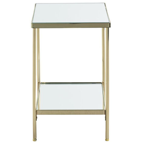 Table d'appoint carrée en métal coloris doré et verre -longueur 29 x profondeur 29 x hauteur 46 cm