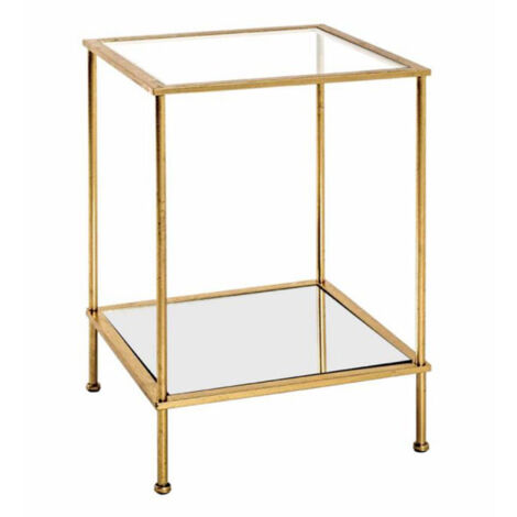 Table d'Appoint Carrée en Verre "Alizée" 55cm Or