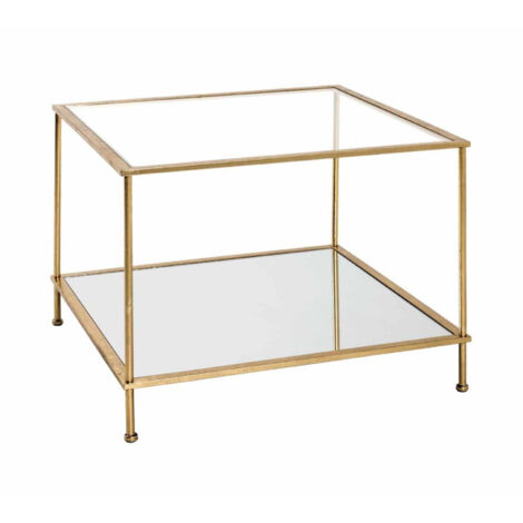 Table d'Appoint Carrée en Verre "Alizée" 60cm Or
