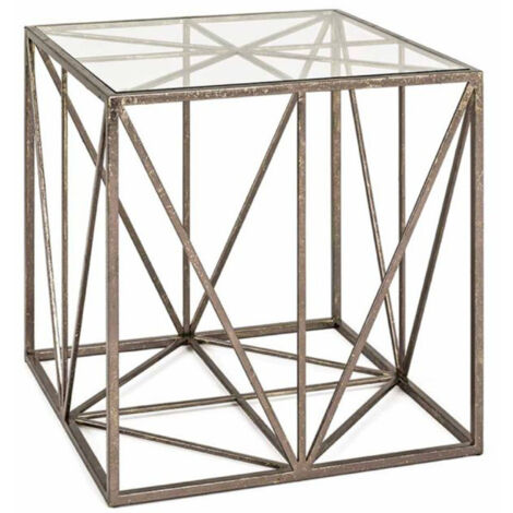 Table d'Appoint Carrée en Verre "Nila" 50cm Bronze