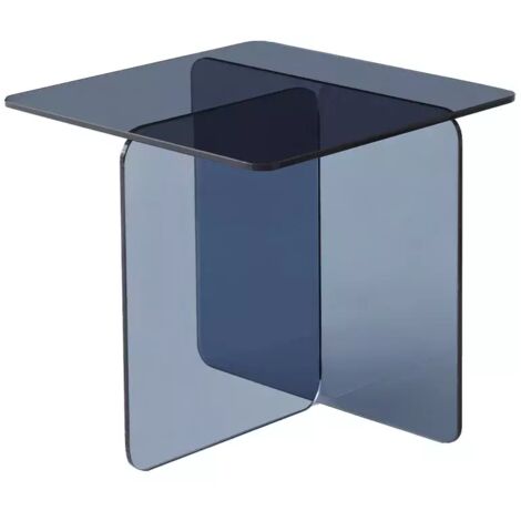 Table d'appoint carrée en verre trempé bleu foncé – Dimensions 50x50cm – Design moderne pour salon ou chambre – Patins antidérapants inclus – Meubletmoi