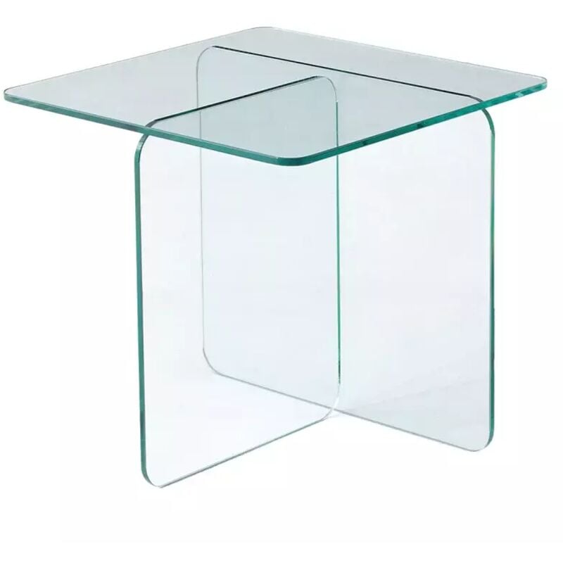 Table d'appoint carrée design moderne verre trempé transparent - ICE