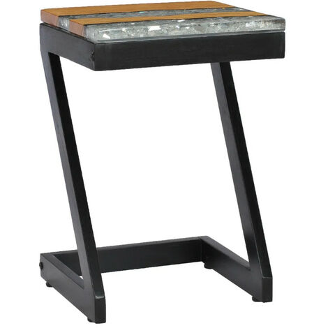 Table d'appoint carrée teck massif clair et manguier noir Tamie