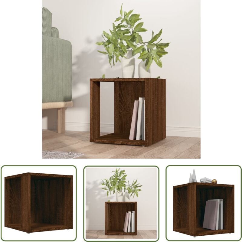 The Living Store Table d'appoint Chêne marron 33x33x34,5 cm Bois d'ingénierie - Table Basse - Meuble D'appoint - Table D'extrémité - Table Rustique