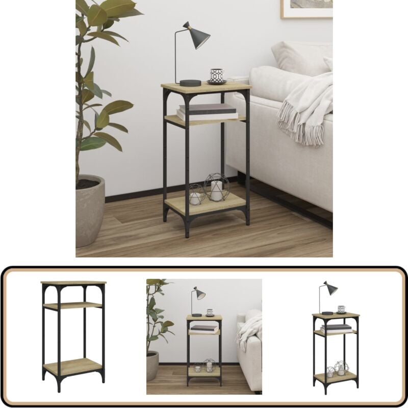 Table d'appoint Chêne sonoma 40x30x75 cm Bois d'ingénierie - Table D'appoint - Table Basse - Meuble Industriel - Table Design - Rangement Intérieur