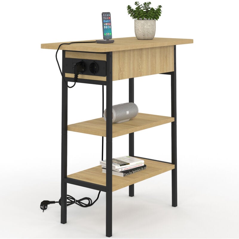 Table d'appoint - chevet avec multiprise DETROIT design industriel