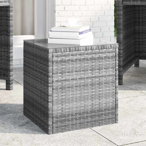 Table d'Appoint Chevet,Bout de Canapé gris 40x37x40,5 cm résine tressée -GB59134
