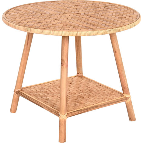 Table d'appoint chic en rotin tressé pour un intérieur élégant - Marron naturel tressé
