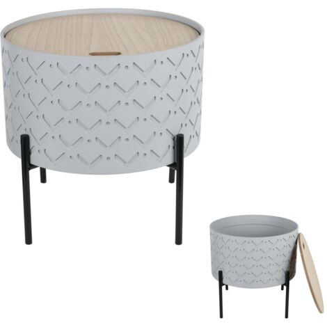 Table d'appoint Coffre Bois Gris Design Scandinave