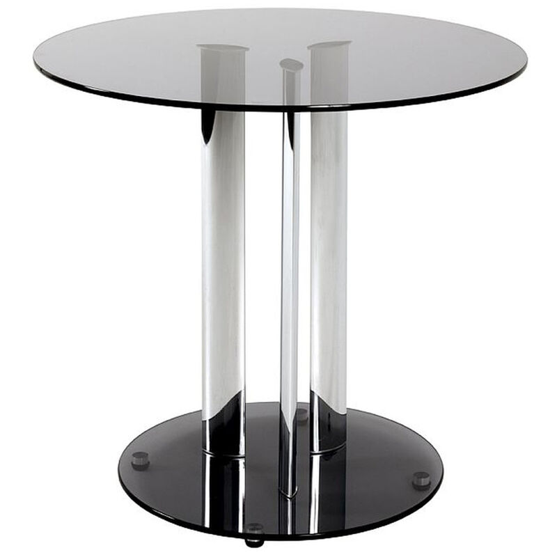 pegane - table d'appoint coloris chromé-gris en acier - h 57 x ø 50 cm