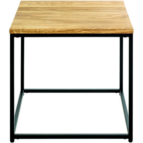 Table d'appoint coloris noir-chêne - Longueur 45 x Profondeur 45 x Hauteur 45 cm