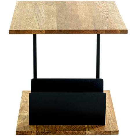 Table d'appoint coloris noir-chêne - Longueur 45 x Profondeur 45 x Hauteur 45 cm