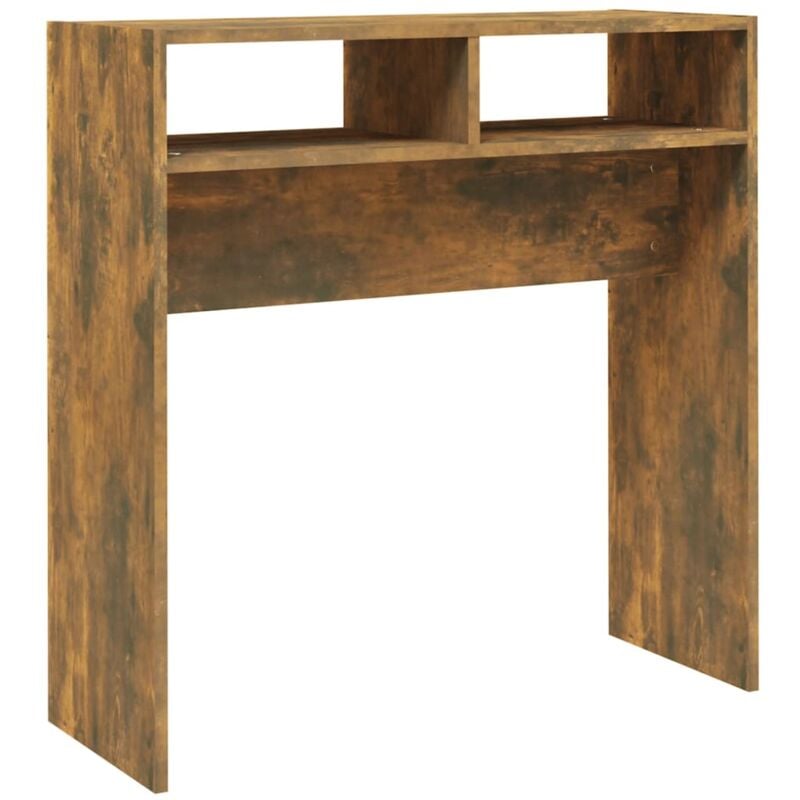 Table d'appoint console pratique avec compartiments de rangement 78 x 30 x 80 cm bois d'ingénierie DEC031817