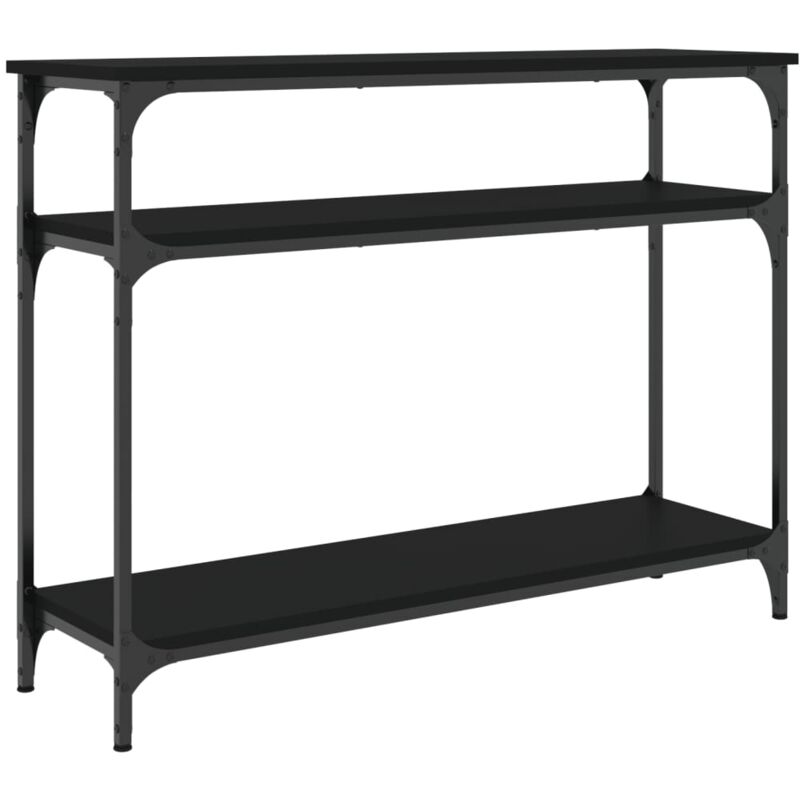 Décoshop26 - Table d'appoint console pratique avec étagères de rangement 100 x 29 x 75 cm bois d'ingénierie et métal noir DEC032064