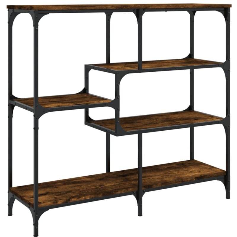 Décoshop26 - Table d'appoint console pratique avec étagères de rangement 103 x 32 x 95 cm bois d'ingénierie marron et métal DEC031781