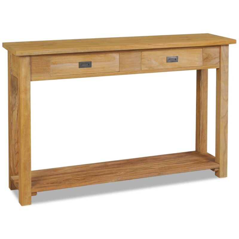 Décoshop26 - Table d'appoint console pratique avec tiroirs pour une entrée organisée en teck massif 120 x 30 x 80 cm DEC032258