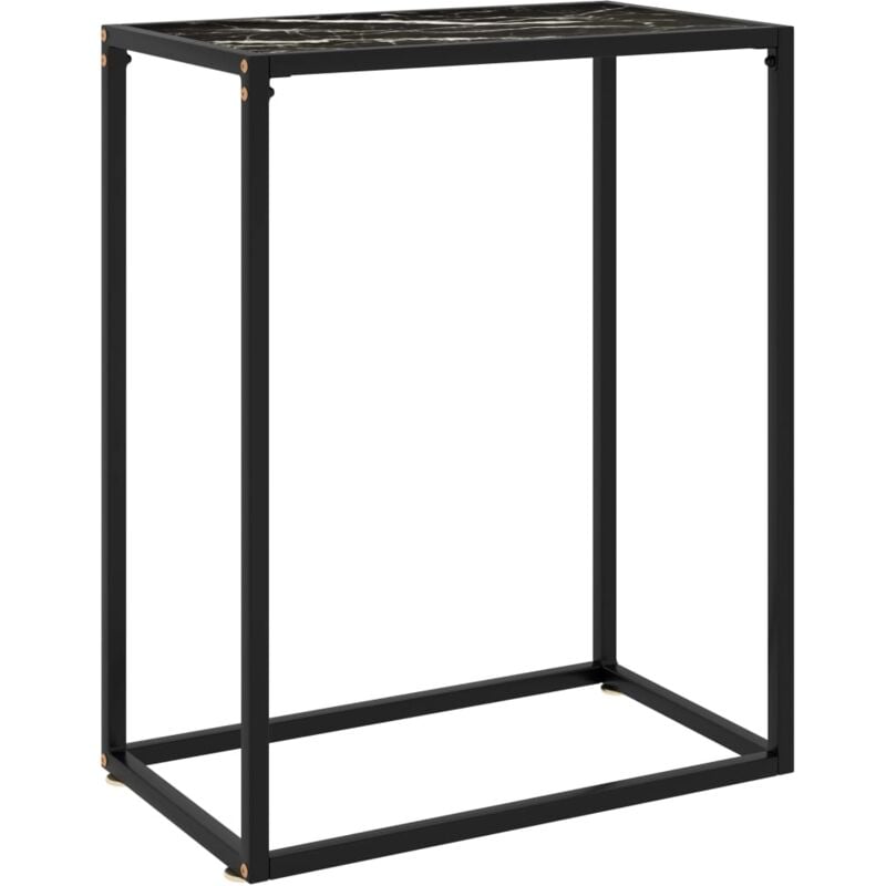 Table d'appoint console pratique pour une entrée organisée 60 x 35 x 75 cm verre trempé et acier noir DEC032141