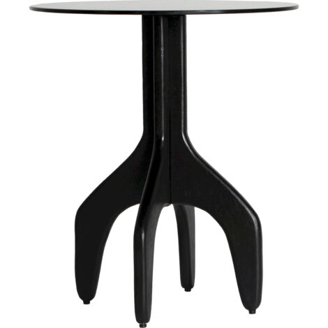 Table d'appoint contemporaine en bois de manguier et verre noir