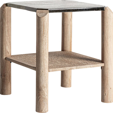 Table d'appoint contemporaine en bois de manguier finition vieilli - Marron clair bois vieilli
