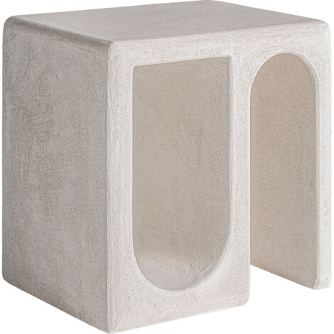 Table d'appoint contemporaine en bois mdf finition blanc cassé - Blanc cassé contemporain