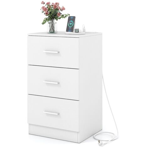 table d'appoint dappoint d appoint de chevet avec tiroirs de rangement moderne en bois station de charge chambre salon commode prise électrique port