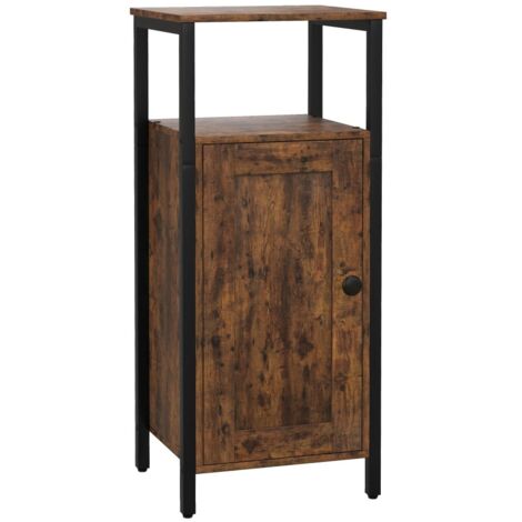 Table d'appoint de canapé - Design industriel - Étagère réglable - Pour salon et chambre - 34 x 30 x 80 (cm) - Brun rustique