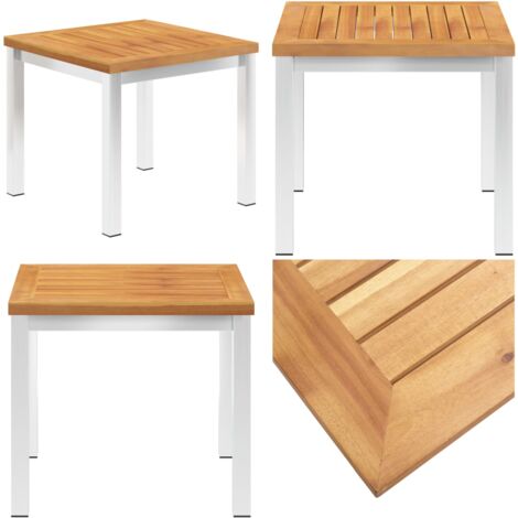 Table d'appoint de jardin 45x45x38 cm Bois d'acacia et inox - Table de jardin - Bois d'acacia
