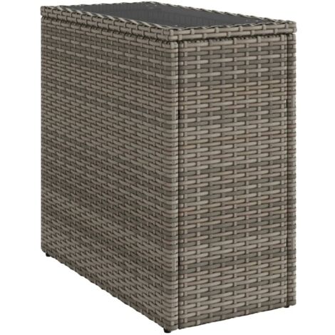 Table d'appoint de jardin avec dessus en verre gris rotin