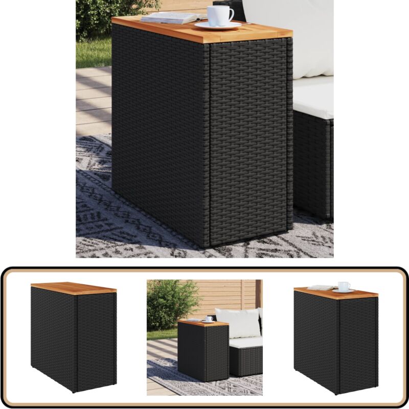 Table d'appoint de jardin dessus en bois noir 58x27,5x55 cm - Table D'appoint Jardin - Table Patio - Mobilier De Jardin - Table Extérieure - Table