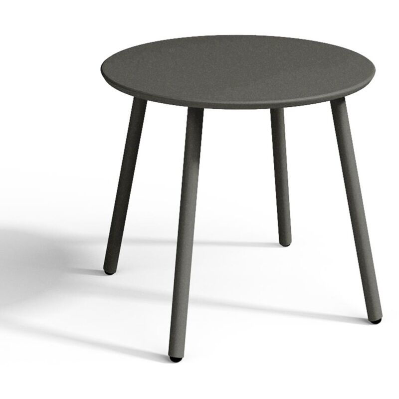 Vente-unique - Table d'appoint de jardin en métal ronde - Gris anthracite - mirmande de mylia