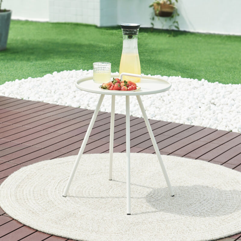 Table d'appoint de jardin Fosen acier 55 x 42 cm blanc [en.casa]