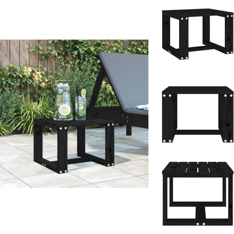Table d'appoint de jardin noir 40x38x28,5 cm bois massif de pin - Table De Jardin - Table D'appoint Extérieur - Mobilier De Jardin - Table En Bois