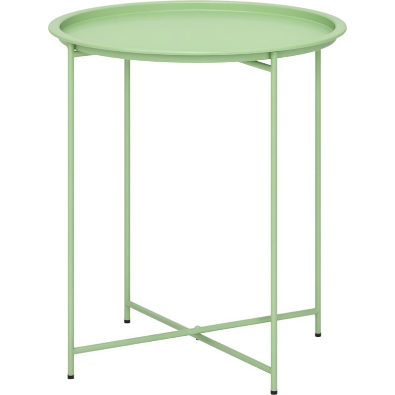 Outsunny - Table d'appoint de jardin pliable - table basse extérieure - dia. 46 x 50H cm - acier époxy vert pastel