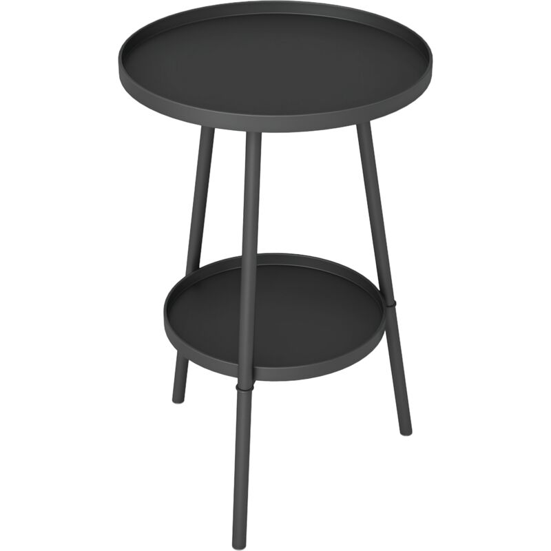 Outsunny - Table d'appoint de jardin ronde 2 niveaux - table basse de jardin - dia. 32 x 51 cm - métal noir