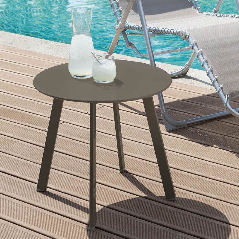 Hesperide - Table d appoint de jardin ronde Saona tonka mat 50x45cm en acier cataphorèse - Hespéride