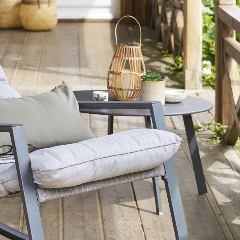 Hesperide - Table d appoint de jardin ronde Saona graphite 70x40cm en acier traité époxy - Hespéride