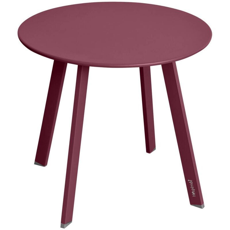 Hesperide - Table d'appoint de jardin ronde en acier Bordeaux mat - Diamètre 50 cm - Hauteur 45 cm - Gamme Saona - Livraison gratuite
