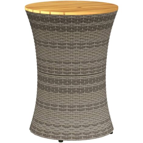 Table d'appoint de jardin  Table d'extérieur forme tambour gris rotin bois massif