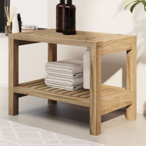 AVIMAC Table d'appoint de salle de bain 60x30x45cm bois de teck solide