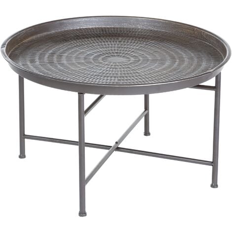 Table d'appoint de Salon Gris métal D.65x39,5 cm