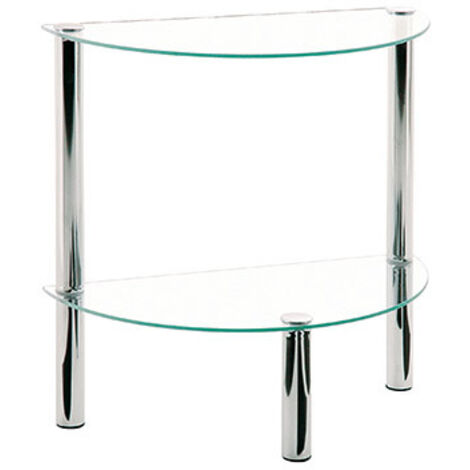 Table d'appoint demi-lune 45x22x47 cm en verre et métal chromé - YUKON