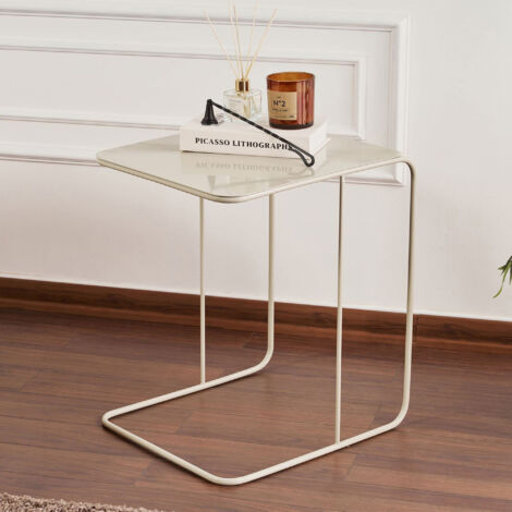 Table d'appoint design 47x46x57 cm en métal taupe - SEMA